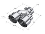 Load image into Gallery viewer, MBRP 3in ID / Dual 4in OD Out Staggered L 9.87in / R 9.37in Single Wall T304 SS Univ Exhaust Tip