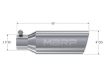 Load image into Gallery viewer, MBRP Universal Tip 4in OD 2.5in Inlet 12in Length Angled Cut Rolled End Clampless No-Weld T304