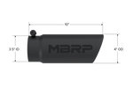 Load image into Gallery viewer, MBRP Universal Tip 4 O.D. Angled Rolled End 3.5 inlet 10 length- Black Finish