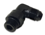 Load image into Gallery viewer, Vibrant -10AN Male Flare to Male -8 ORB Swivel 90 Degree Adapter - Anodized Black