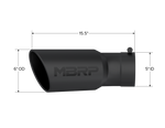 Load image into Gallery viewer, MBRP Universal Tip 6in OD 5in Inlet 15.5in Length 30 Deg Bend Angled Rolled End Black
