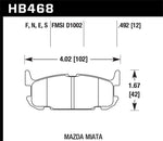 Load image into Gallery viewer, Hawk 03-05 Miata w/ Sport Suspension Blue 9012 Race Rear Brake Pads D1002