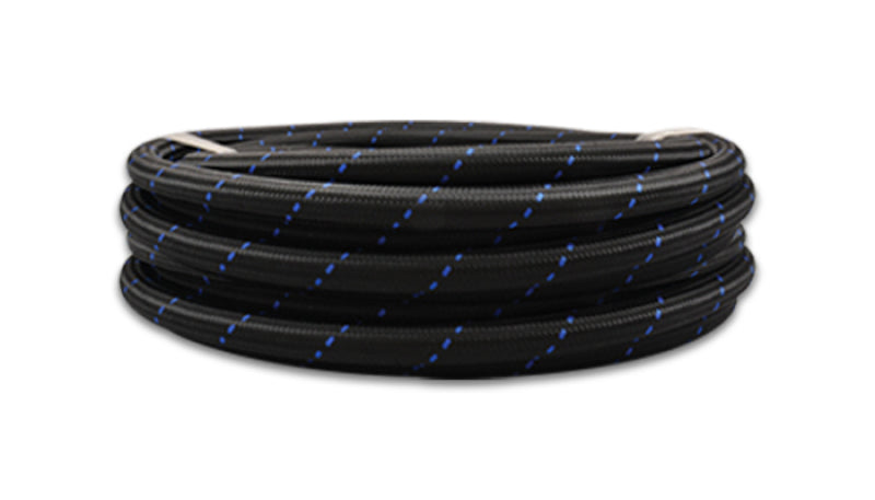 Vibrant -8 AN Two-Tone Black/Blue Nylon Braided Flex Hose (10 foot roll)