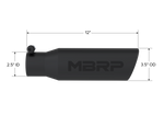 Load image into Gallery viewer, MBRP Universal Tip 3in O.D. Angled Rolled End 2 inlet 12 length - Black Finish
