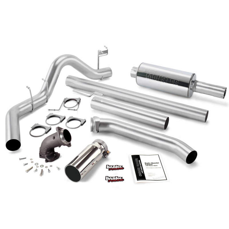 Banks Power 98-02 Dodge 5.9L Ext Cab Monster Exh w/ Power Elbow - SS Single Exh w/ Chrome Tip