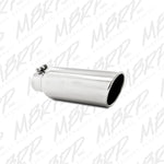 Load image into Gallery viewer, MBRP Universal Tip 4in OD 2.5in Inlet 12in Length Angled Cut Rolled End Clampless No-Weld T304
