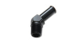 Load image into Gallery viewer, Vibrant 1/4 NPT to 3/8in Barb Straight Fitting 45 Deg Adapter - Aluminum
