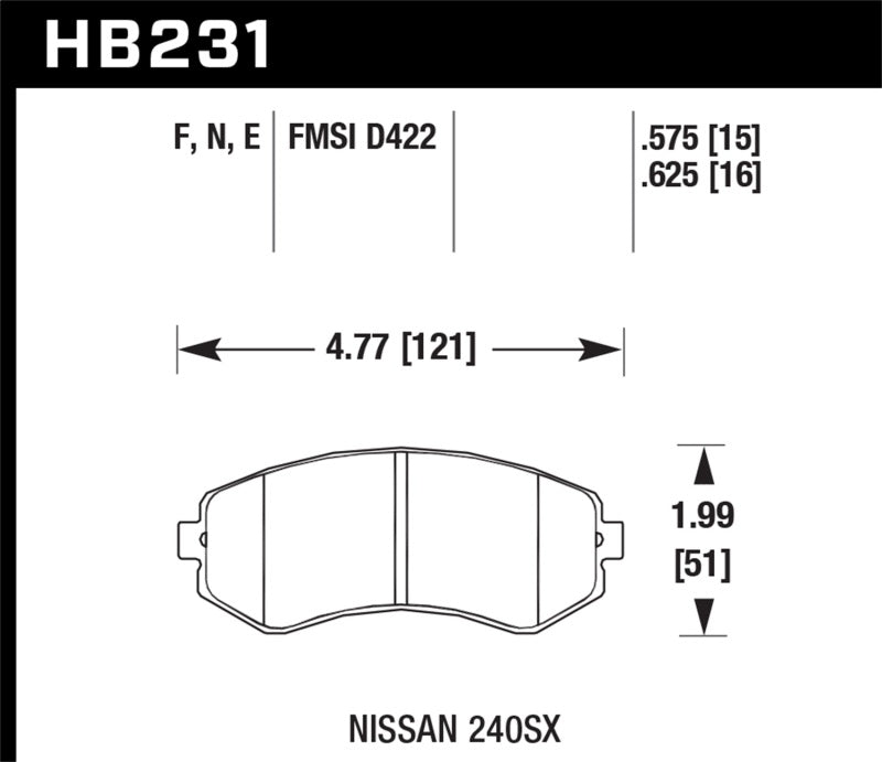 Hawk 89-93 240SX LE & SE (non-ABS) & Base / 94-96 240SX SE & Base HPS Street Front Brake Pads