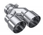 Load image into Gallery viewer, MBRP 3in ID / Dual 4in OD Out Staggered L 9.37in / R 9.87in Single Wall T304 SS Univ Exhaust Tip
