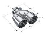 Load image into Gallery viewer, MBRP 3in ID / Dual 4in OD Out Staggered L 9.37in / R 9.87in Single Wall T304 SS Univ Exhaust Tip
