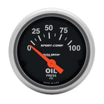 Load image into Gallery viewer, Autometer Sport-Comp 52mm 0-100 PSI Electronic Oil Pressure Gauge
