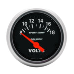 Load image into Gallery viewer, Autometer Sport-Comp 52mm 8-18 Volt Electronic Voltmeter Gauge
