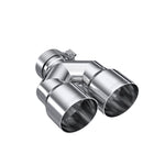 Load image into Gallery viewer, MBRP 3in ID / Dual 4in OD Out Staggered L 9.37in / R 9.87in Single Wall T304 SS Univ Exhaust Tip
