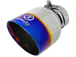 Load image into Gallery viewer, aFe Takeda 304 Stainless Steel Clamp-On Exhaust Tip 2.5in. Inlet / 4.5in. Outlet - Blue Flame
