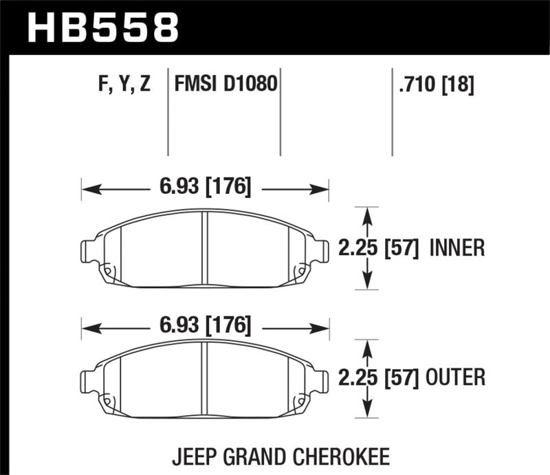 Hawk 06-09 Jeep Commander / 05-09 Grand Cherokee Front Performance Ceramic Street Brake Pads