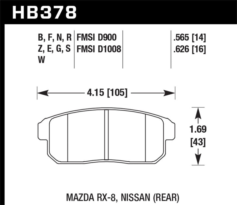 Hawk 03-06 Sentra Spec V. HPS Street Rear Brake Pads