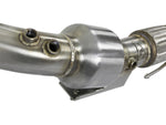 Load image into Gallery viewer, aFe Twisted Steel 3in. 304 SS Catted Series Downpipe 16-18 Ford Focus RS I4-2.3L (t)
