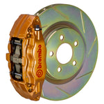 Load image into Gallery viewer, Brembo 02-07 Impreza/WRX/08-14 WRX Fr GT BBK 4 Pist Cast 2pc 326 x30 1pc Rotor Slotted Type1 - Gold
