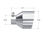 MBRP Universal T304 Stainless Steel Tip 2.5in ID / 5in OD Out / 6.5in Length Angle Cut Single Wall